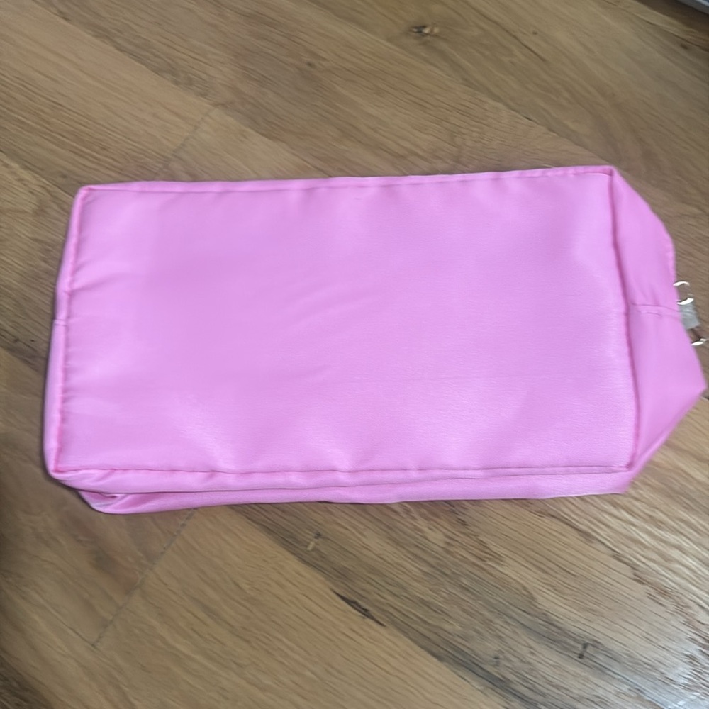 NWOT Preppy Makeup Pouch with Chenille Varsity Letter Patches spelling "STUFF” - Picture 2 of 3